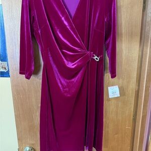 Anne Klein Fuchsia Velvet Wrap Dress